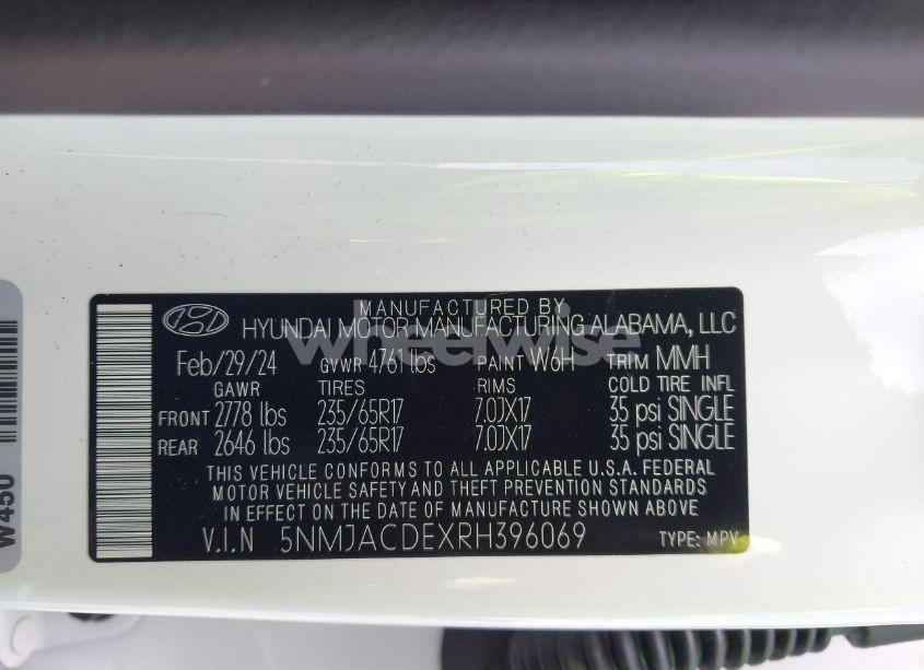 Photo 9 of 2024 Hyundai Tucson SE (VIN 5NMJACDEXRH396069)