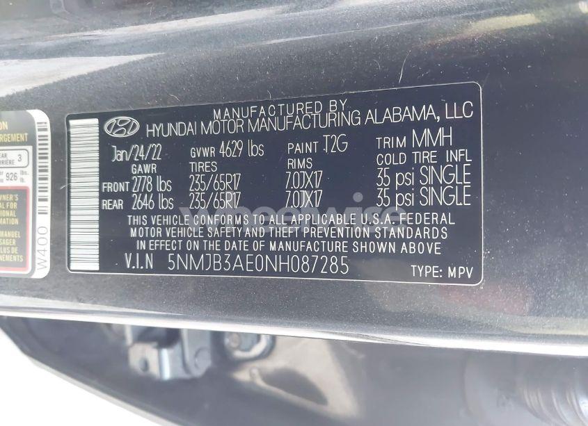 Photo 9 of 2022 Hyundai Tucson SEL (VIN 5NMJB3AE0NH087285)