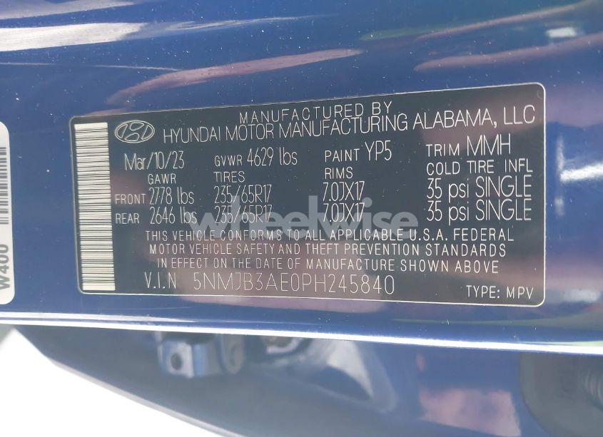 Photo 9 of 2023 Hyundai Tucson SEL (VIN 5NMJB3AE0PH245840)