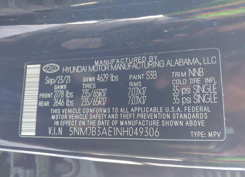 Photo 9 of 2022 Hyundai Tucson SEL (VIN 5NMJB3AE1NH049306)