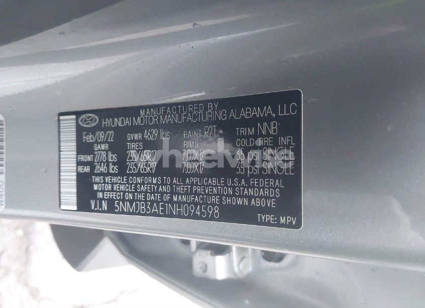 Photo 9 of 2022 Hyundai Tucson SEL (VIN 5NMJB3AE1NH094598)