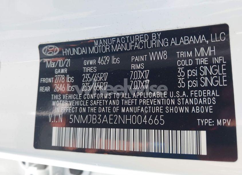 Photo 9 of 2022 Hyundai Tucson SEL (VIN 5NMJB3AE2NH004665)