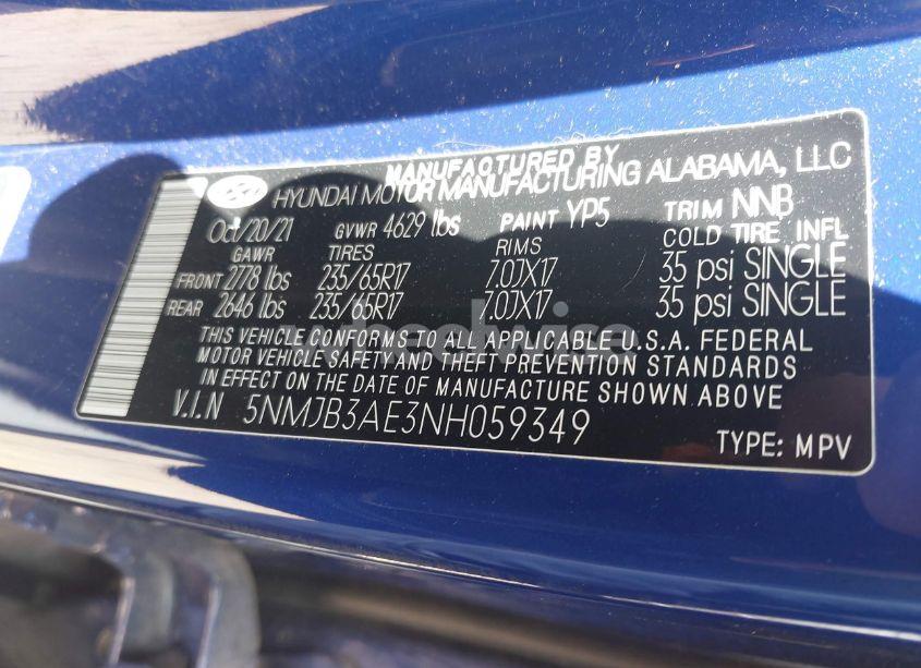 Photo 9 of 2022 Hyundai Tucson SEL (VIN 5NMJB3AE3NH059349)