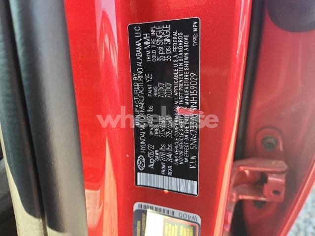 Photo 9 of 2022 HYUNDAI TUCSON SEL (VIN 5NMJB3AE3NH159029)