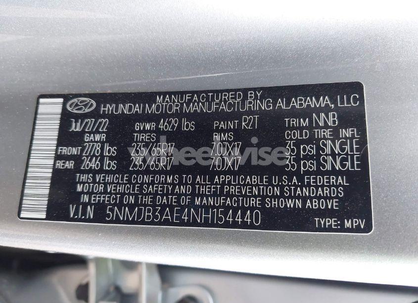 Photo 9 of 2022 Hyundai Tucson SEL (VIN 5NMJB3AE4NH154440)
