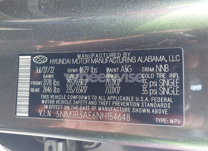 Photo 9 of 2022 Hyundai Tucson SEL (VIN 5NMJB3AE6NH154648)