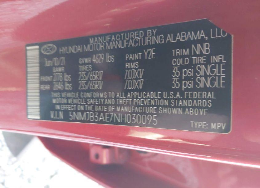 Photo 9 of 2022 Hyundai Tucson SEL (VIN 5NMJB3AE7NH030095)