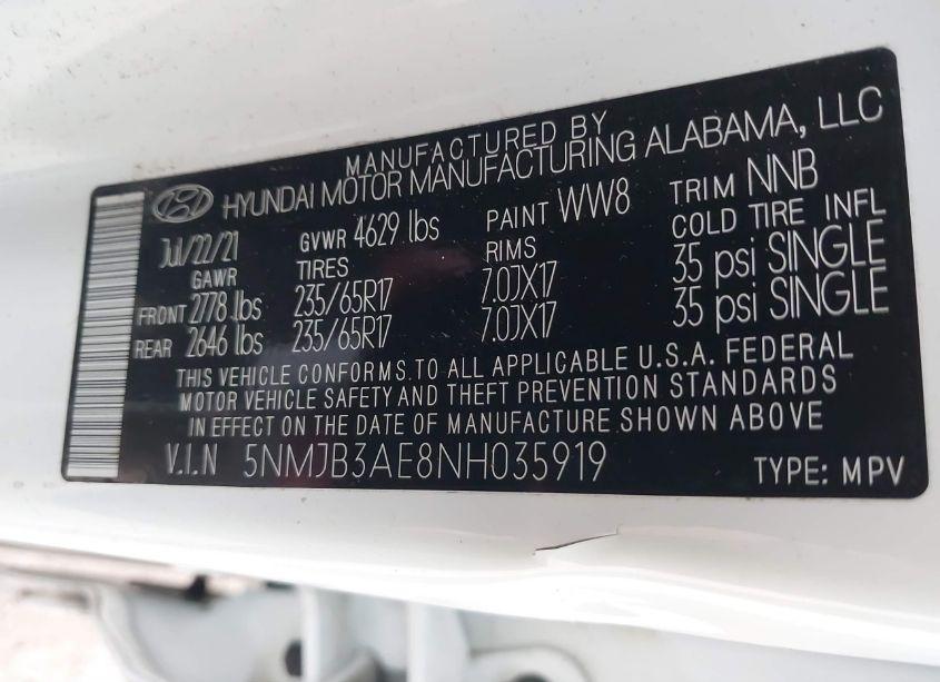 Photo 9 of 2022 Hyundai Tucson SEL (VIN 5NMJB3AE8NH035919)