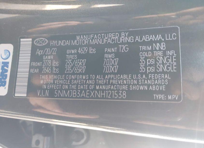 Photo 9 of 2022 Hyundai Tucson SEL (VIN 5NMJB3AEXNH121538)