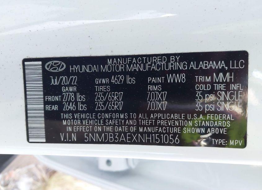 Photo 9 of 2022 Hyundai Tucson SEL (VIN 5NMJB3AEXNH151056)