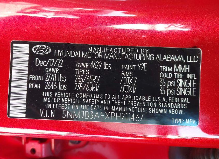 Photo 9 of 2023 Hyundai Tucson SEL (VIN 5NMJB3AEXPH211467)