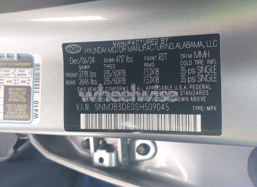 Photo 9 of 2025 Hyundai Tucson SEL (VIN 5NMJB3DE0SH509045)