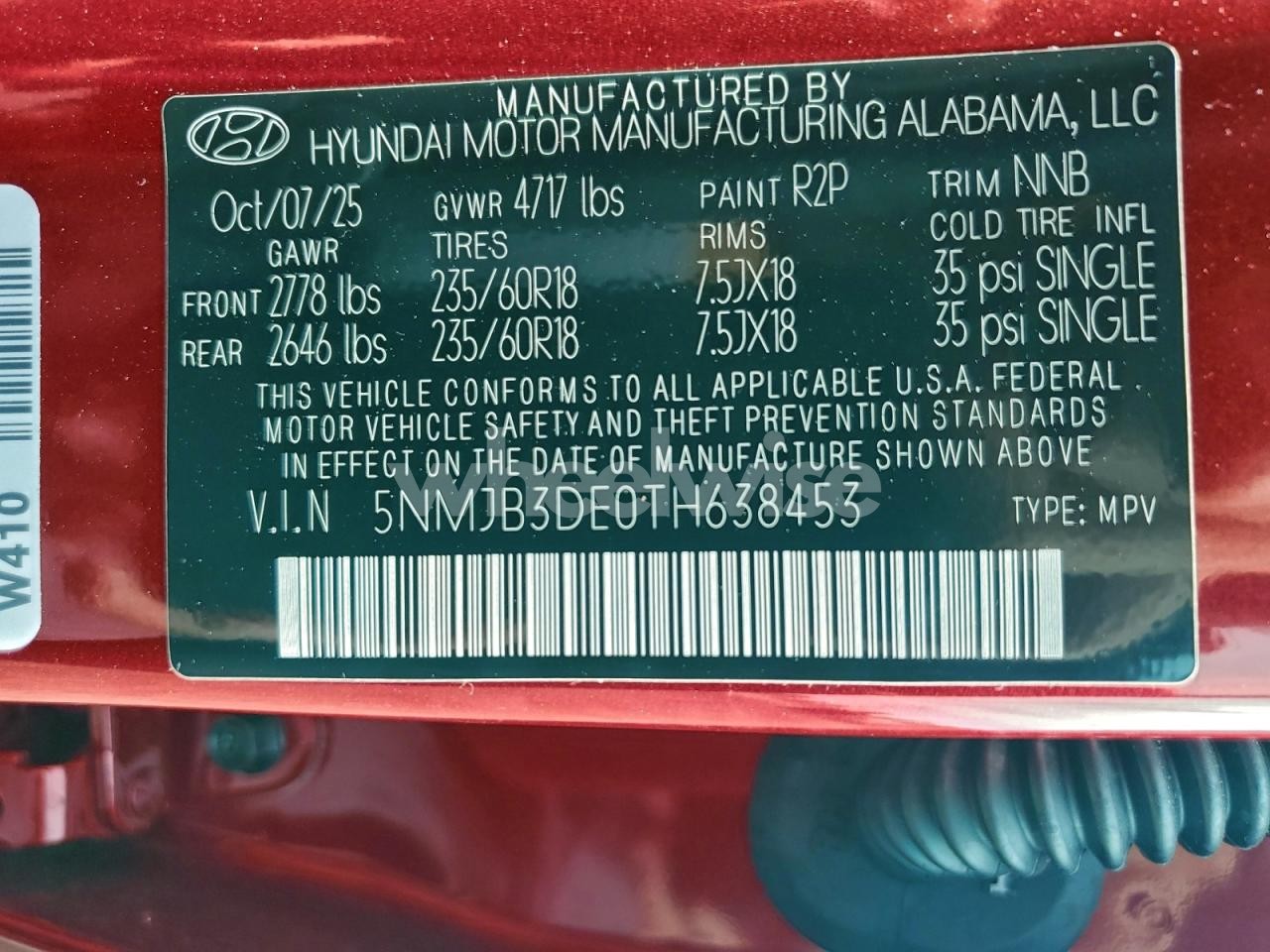 Photo 12 of 2026 HYUNDAI TUCSON SEL (VIN 5NMJB3DE0TH638453)