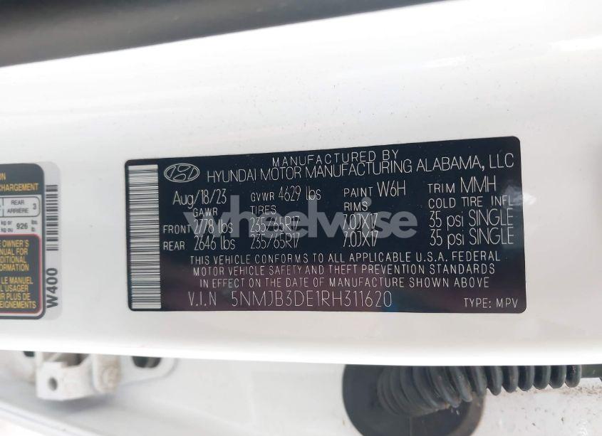 Photo 9 of 2024 Hyundai Tucson SEL (VIN 5NMJB3DE1RH311620)