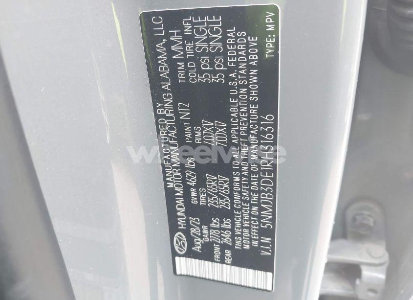 Photo 9 of 2024 Hyundai Tucson SEL (VIN 5NMJB3DE1RH316316)