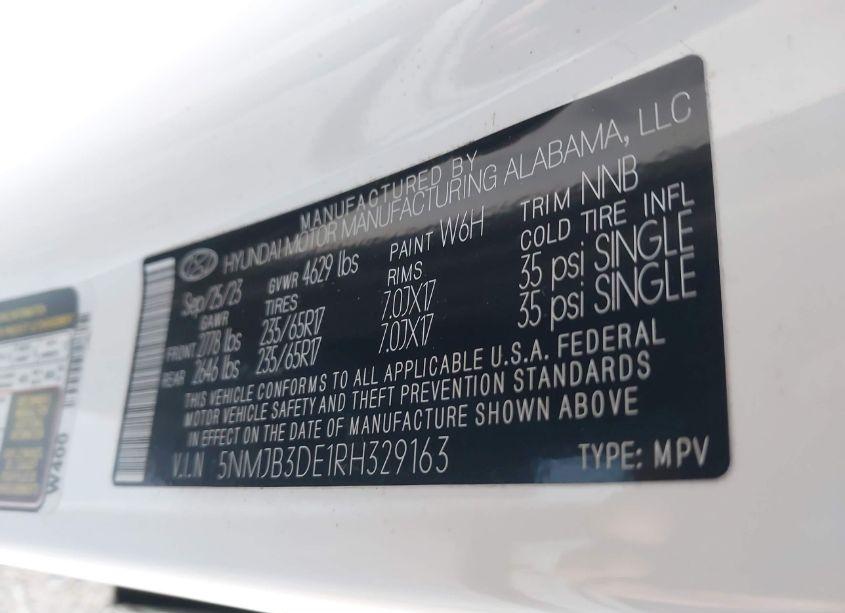 Photo 9 of 2024 Hyundai Tucson SEL (VIN 5NMJB3DE1RH329163)