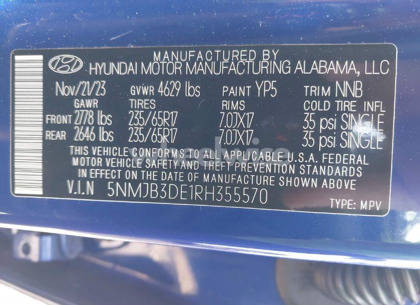 Photo 9 of 2024 Hyundai Tucson SEL (VIN 5NMJB3DE1RH355570)