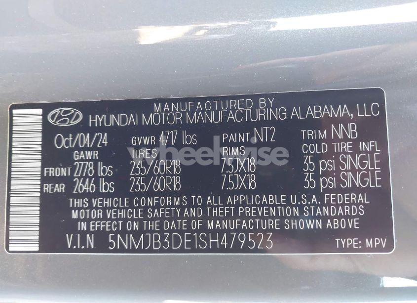 Photo 9 of 2025 Hyundai Tucson SEL (VIN 5NMJB3DE1SH479523)