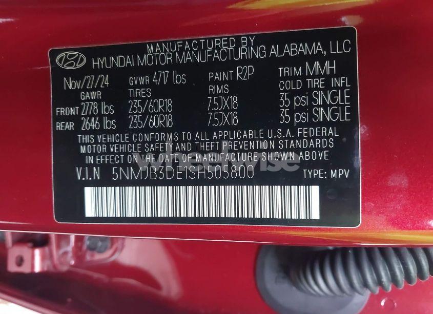 Photo 9 of 2025 Hyundai Tucson SEL (VIN 5NMJB3DE1SH505800)