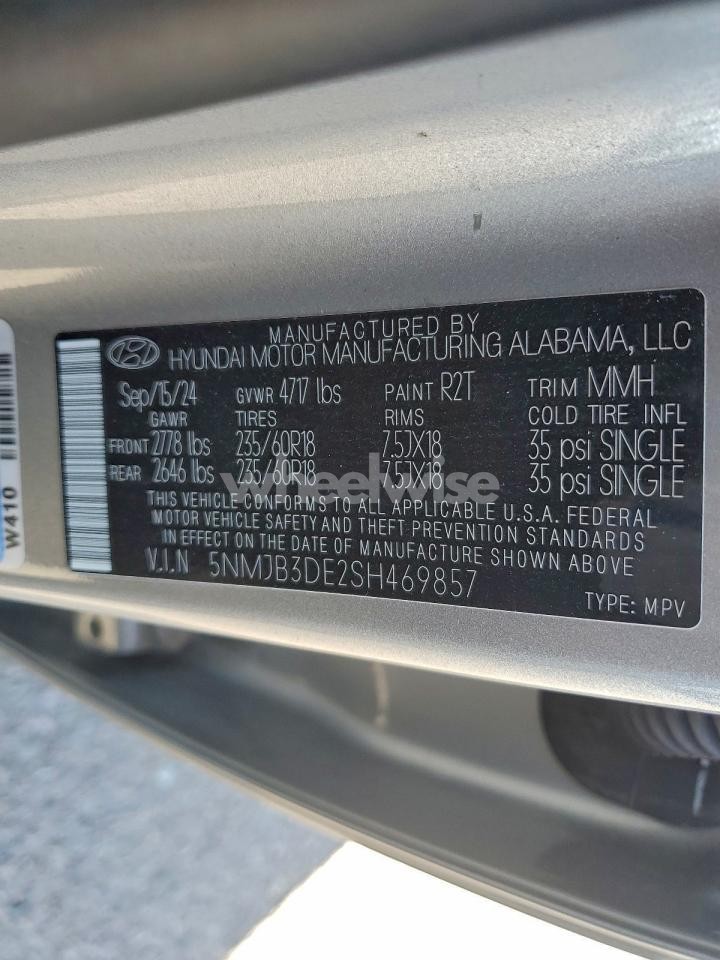 Photo 13 of 2025 HYUNDAI TUCSON SEL (VIN 5NMJB3DE2SH469857)