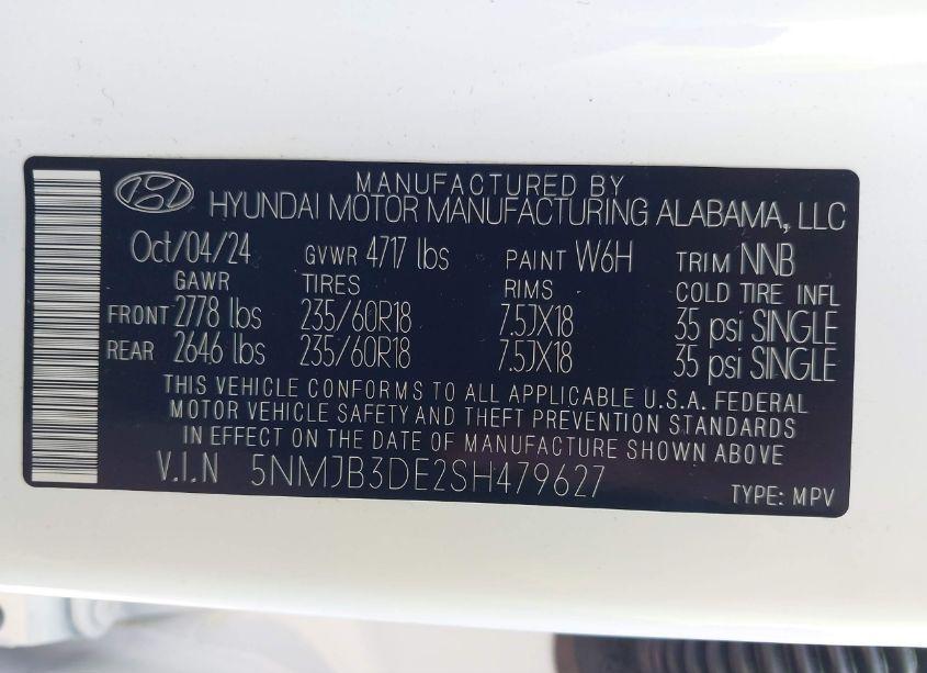 Photo 9 of 2025 Hyundai Tucson SEL (VIN 5NMJB3DE2SH479627)