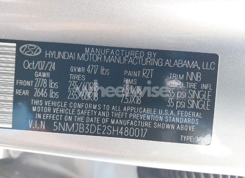 Photo 9 of 2025 Hyundai Tucson SEL (VIN 5NMJB3DE2SH480017)