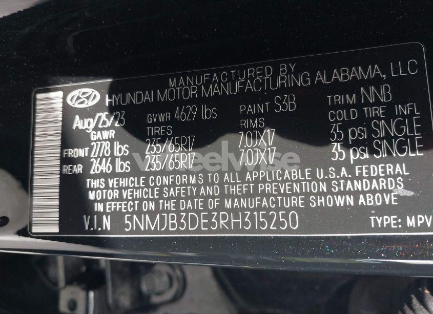 Photo 9 of 2024 Hyundai Tucson SEL (VIN 5NMJB3DE3RH315250)