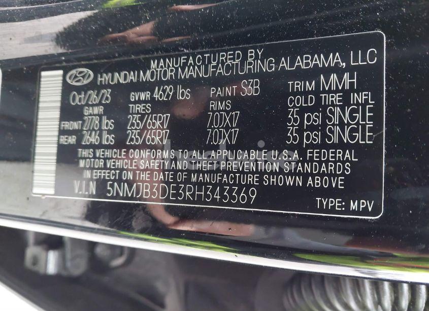 Photo 9 of 2024 Hyundai Tucson SEL (VIN 5NMJB3DE3RH343369)