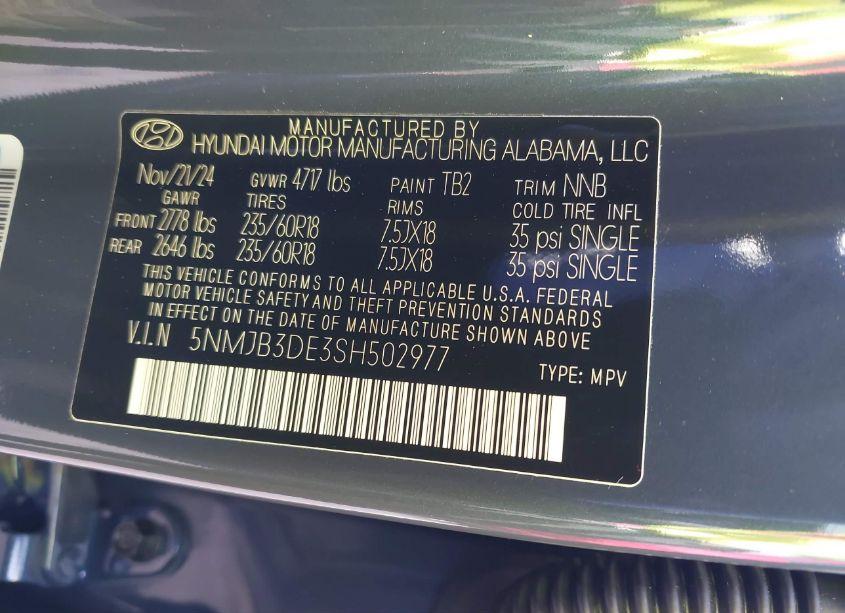 Photo 9 of 2025 Hyundai Tucson SEL (VIN 5NMJB3DE3SH502977)