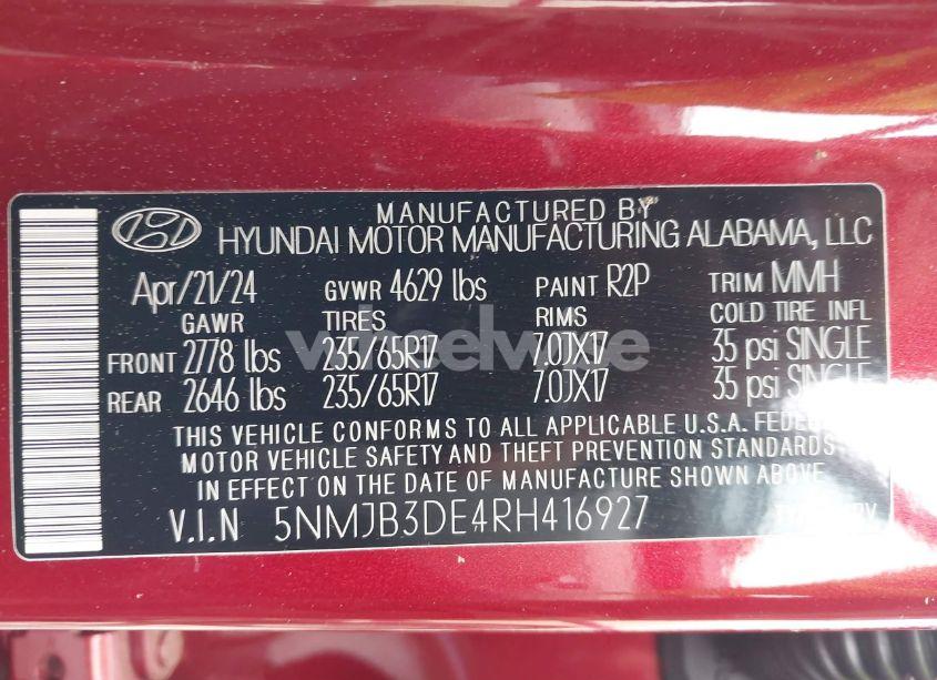 Photo 9 of 2024 Hyundai Tucson SEL (VIN 5NMJB3DE4RH416927)