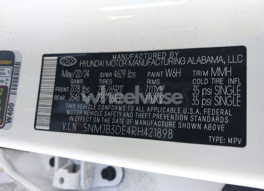 Photo 9 of 2024 Hyundai Tucson SEL (VIN 5NMJB3DE4RH421898)