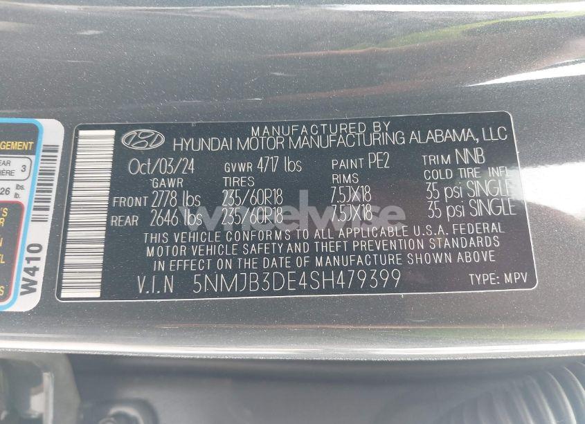 Photo 9 of 2025 Hyundai Tucson SEL (VIN 5NMJB3DE4SH479399)