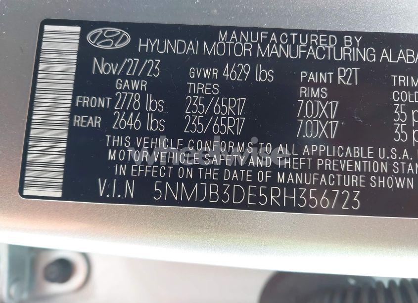 Photo 9 of 2024 Hyundai Tucson SEL (VIN 5NMJB3DE5RH356723)