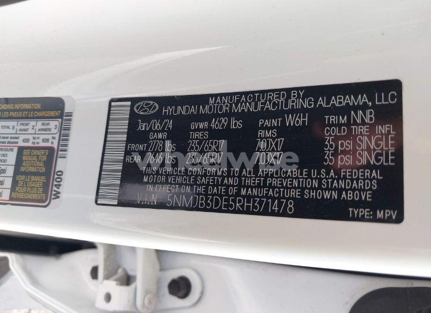 Photo 9 of 2024 Hyundai Tucson SEL (VIN 5NMJB3DE5RH371478)