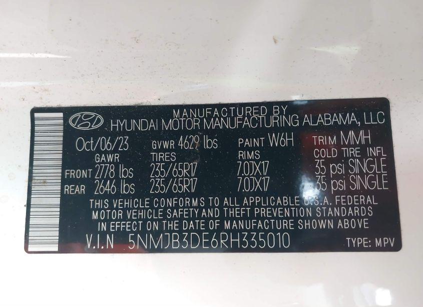 Photo 9 of 2024 Hyundai Tucson SEL (VIN 5NMJB3DE6RH335010)