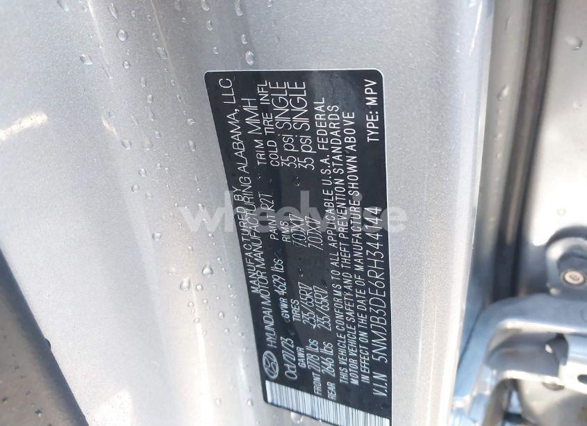 Photo 9 of 2024 Hyundai Tucson SEL (VIN 5NMJB3DE6RH344144)