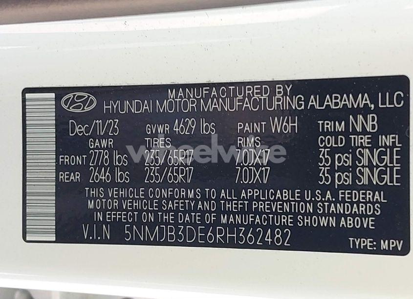 Photo 9 of 2024 Hyundai Tucson SEL (VIN 5NMJB3DE6RH362482)