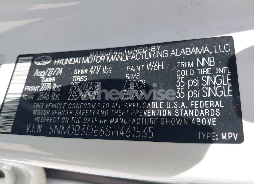 Photo 9 of 2025 Hyundai Tucson SEL (VIN 5NMJB3DE6SH461535)