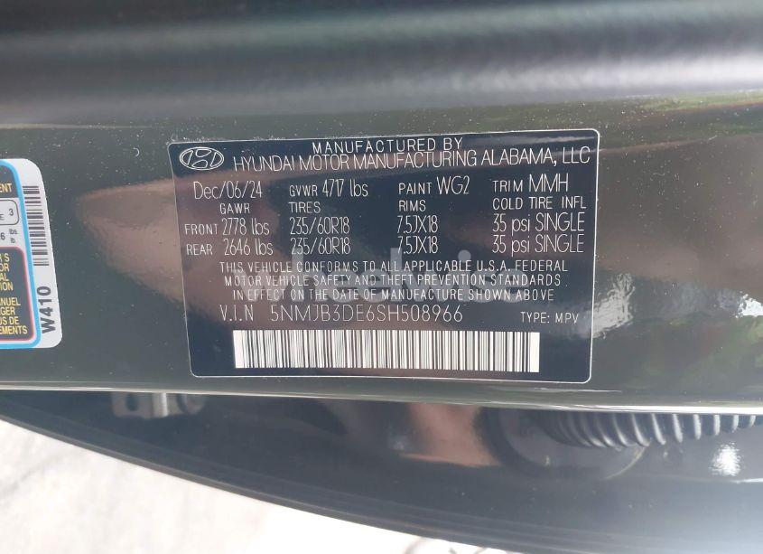 Photo 9 of 2025 Hyundai Tucson SEL (VIN 5NMJB3DE6SH508966)