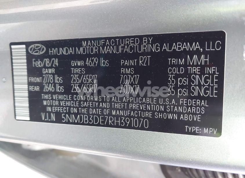 Photo 9 of 2024 Hyundai Tucson SEL (VIN 5NMJB3DE7RH391070)