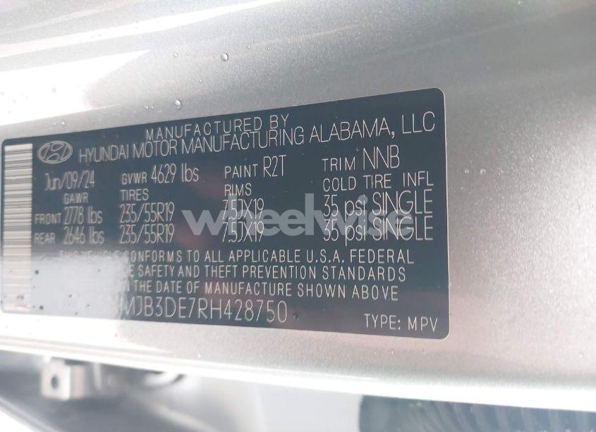 Photo 9 of 2024 Hyundai Tucson SEL (VIN 5NMJB3DE7RH428750)