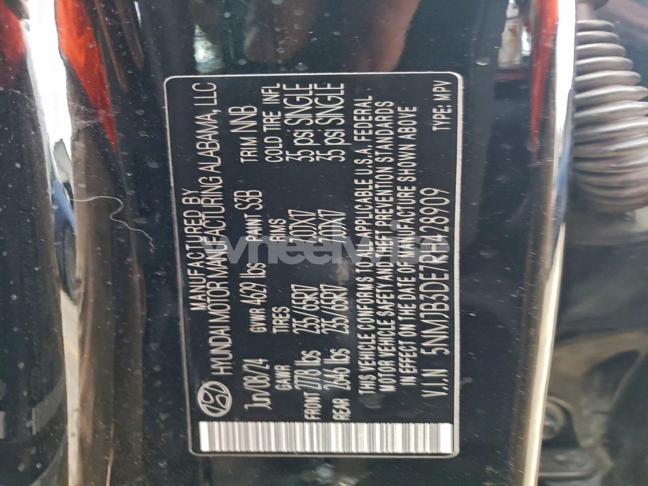 Photo 13 of 2024 HYUNDAI TUCSON SEL (VIN 5NMJB3DE7RH428909)