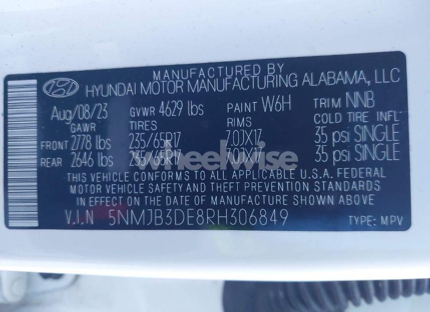 Photo 9 of 2024 Hyundai Tucson SEL (VIN 5NMJB3DE8RH306849)