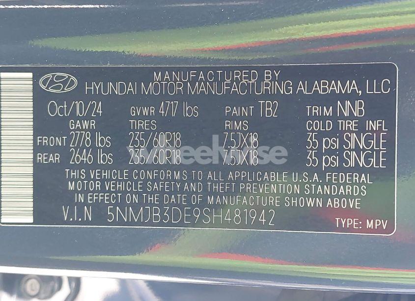 Photo 9 of 2025 Hyundai Tucson SEL (VIN 5NMJB3DE9SH481942)