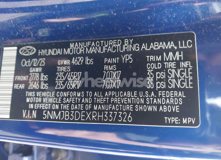 Photo 9 of 2024 Hyundai Tucson SEL (VIN 5NMJB3DEXRH337326)