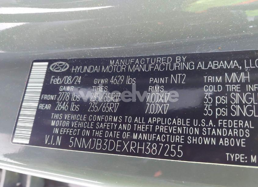 Photo 9 of 2024 Hyundai Tucson SEL (VIN 5NMJB3DEXRH387255)