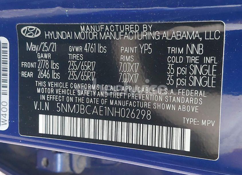 Photo 9 of 2022 Hyundai Tucson SEL (VIN 5NMJBCAE1NH026298)