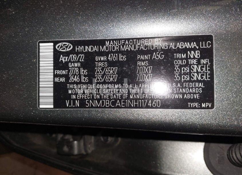 Photo 9 of 2022 Hyundai Tucson SEL (VIN 5NMJBCAE1NH117460)