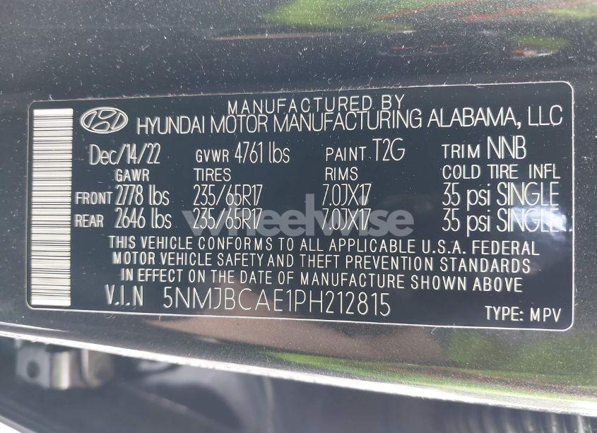 Photo 9 of 2023 Hyundai Tucson SEL (VIN 5NMJBCAE1PH212815)