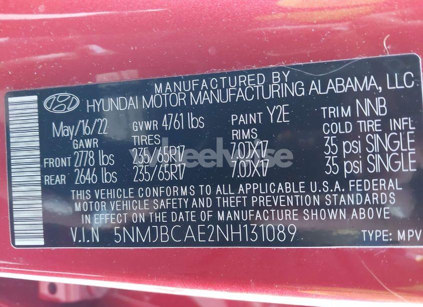 Photo 9 of 2022 Hyundai Tucson SEL (VIN 5NMJBCAE2NH131089)